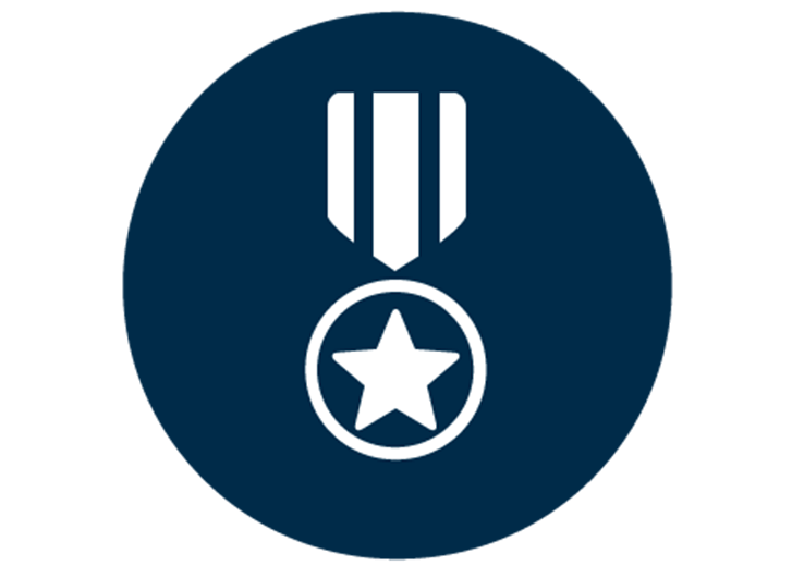 Blue circle with white star badge